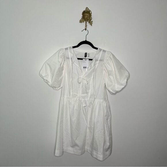 H&M Tie Front Balloon Sleeve Dress S - Picture 1 of 6
